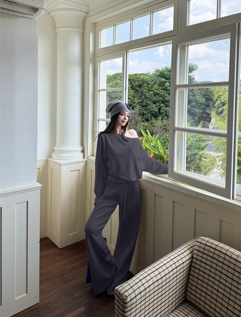 Long sleeve long pants fashion tops 2pcs set for women