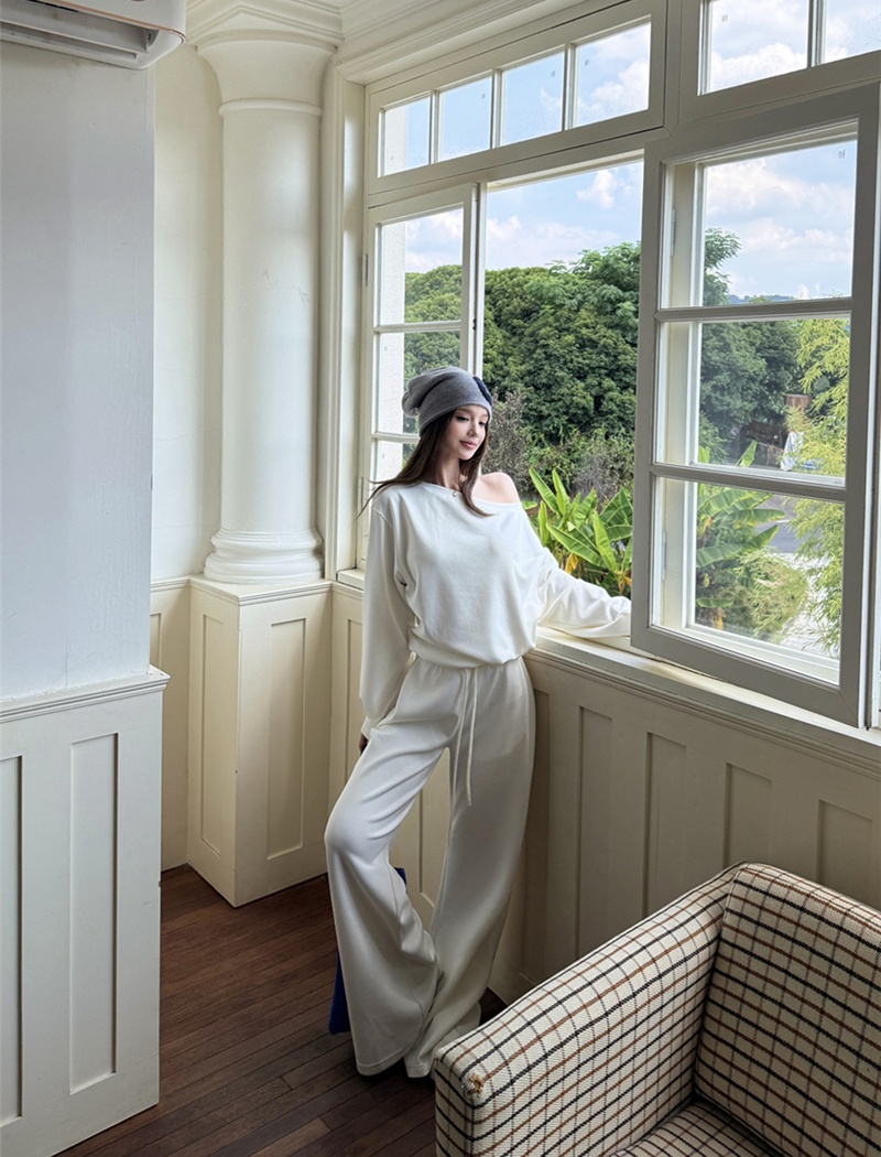 Long sleeve long pants fashion tops 2pcs set for women