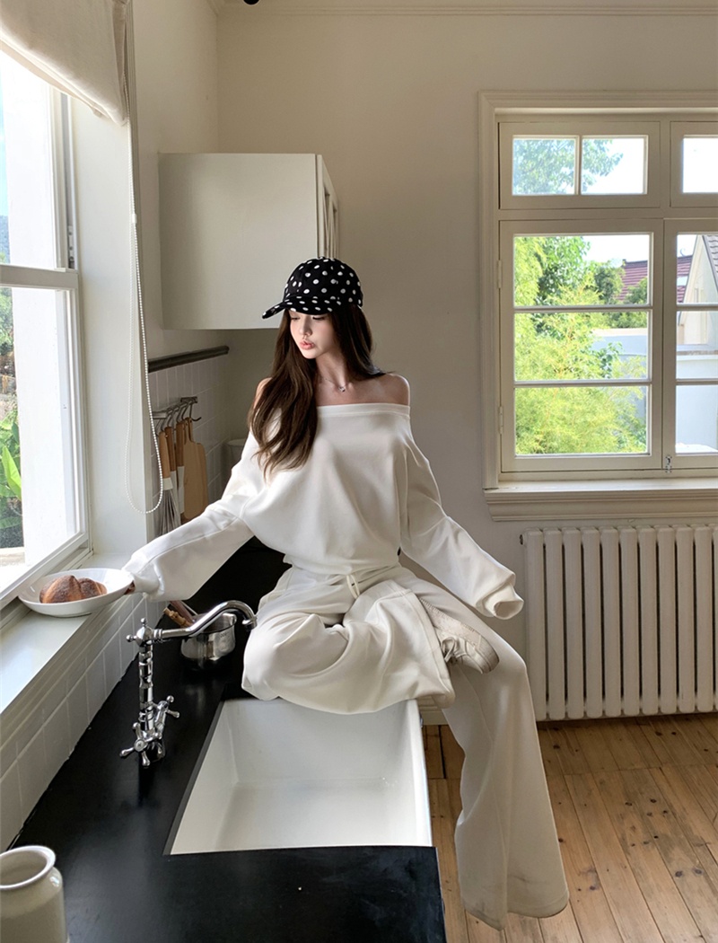 Long sleeve long pants fashion tops 2pcs set for women