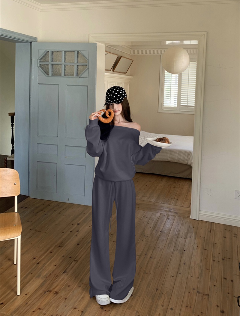 Long sleeve long pants fashion tops 2pcs set for women