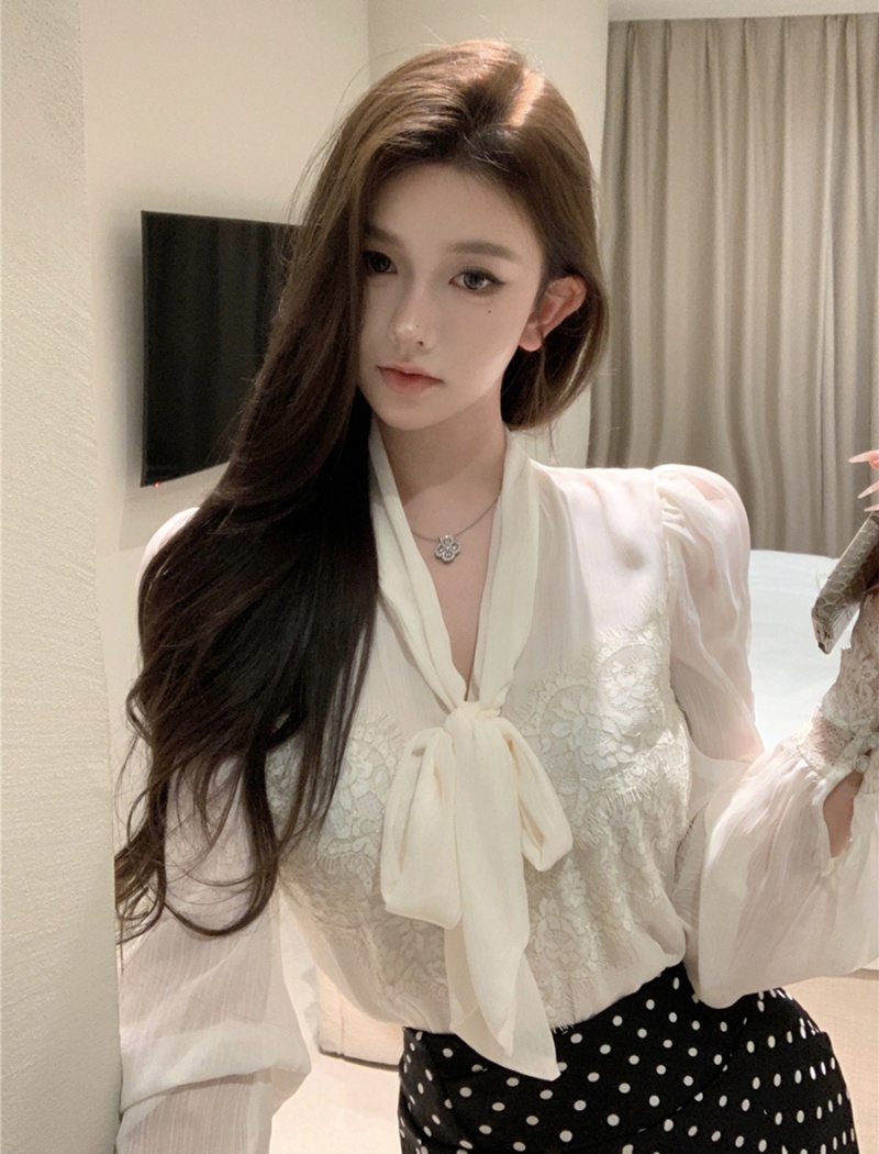 Temperament package hip skirt bow splice shirt for women