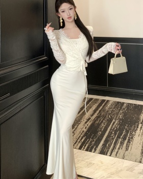 Enticement lace cardigan long sleeve dress for women