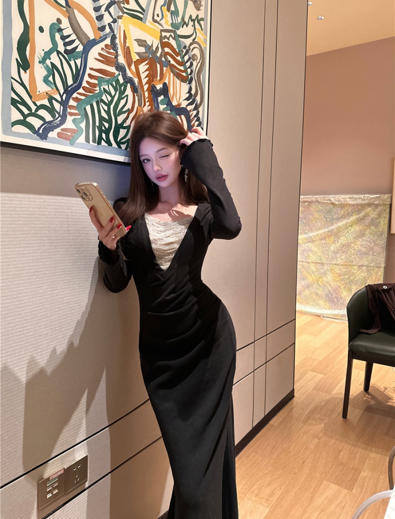 Mermaid long dress V-neck dress for women