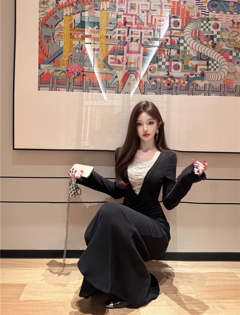 Mermaid long dress V-neck dress for women