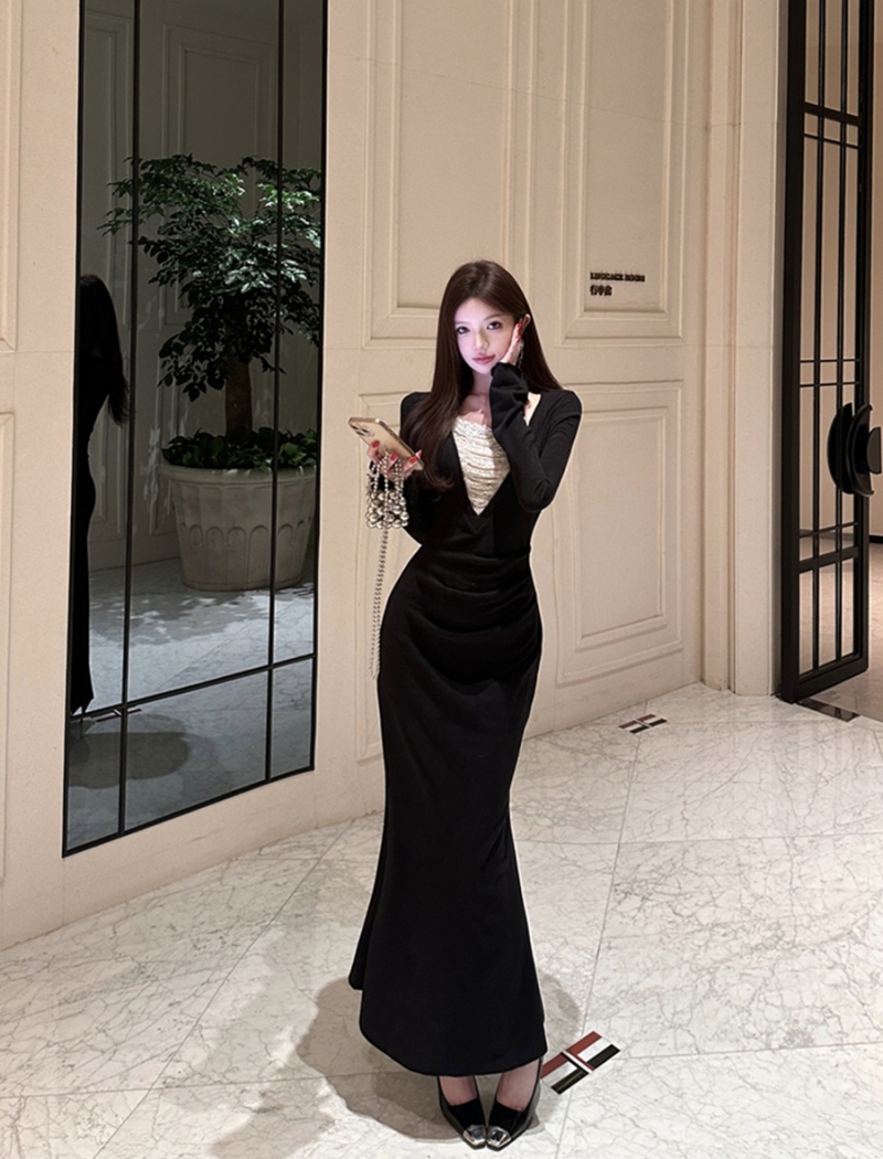 Mermaid long dress V-neck dress for women