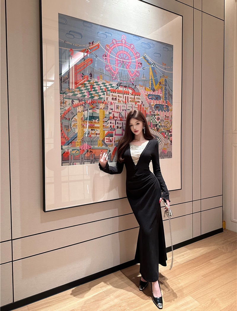 Mermaid long dress V-neck dress for women