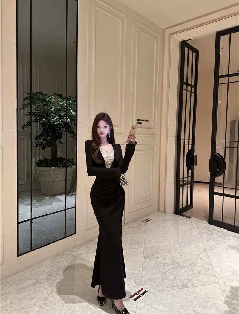 Mermaid long dress V-neck dress for women