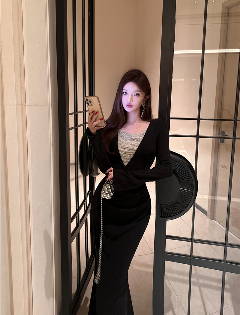 Mermaid long dress V-neck dress for women