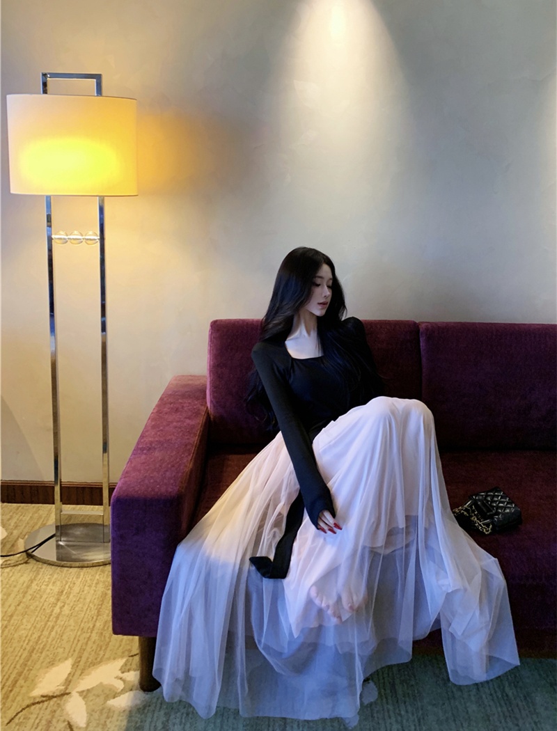 Autumn mixed colors bow waistcoat slim frenum dress