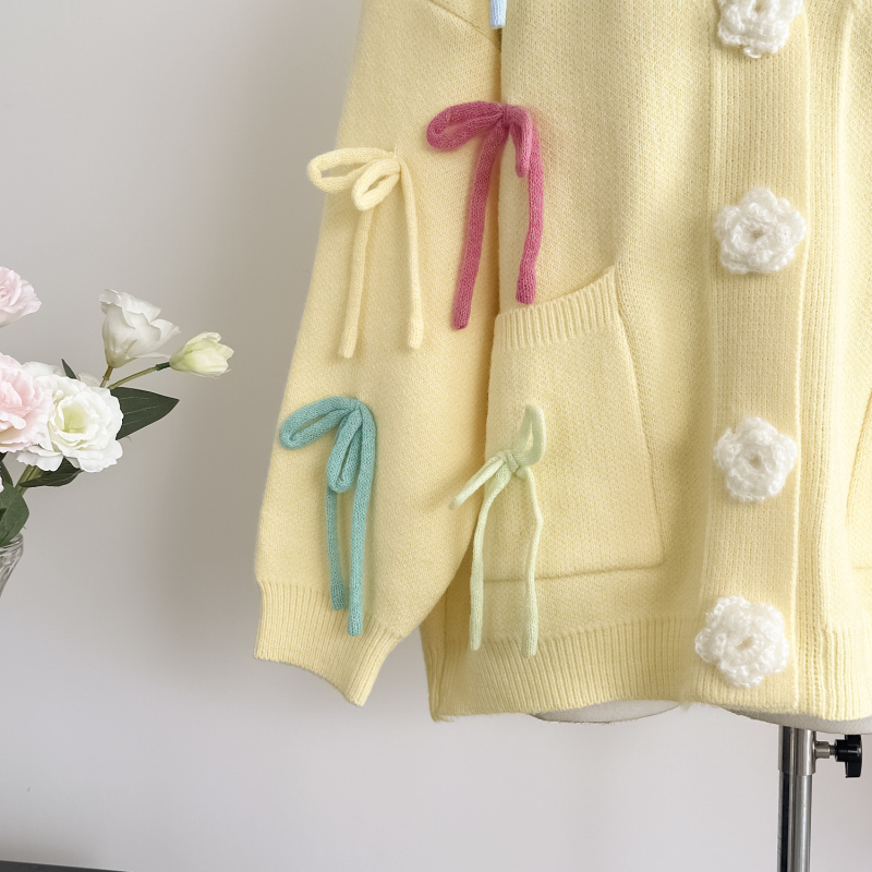 Colors bow cardigan autumn and winter loose sweater