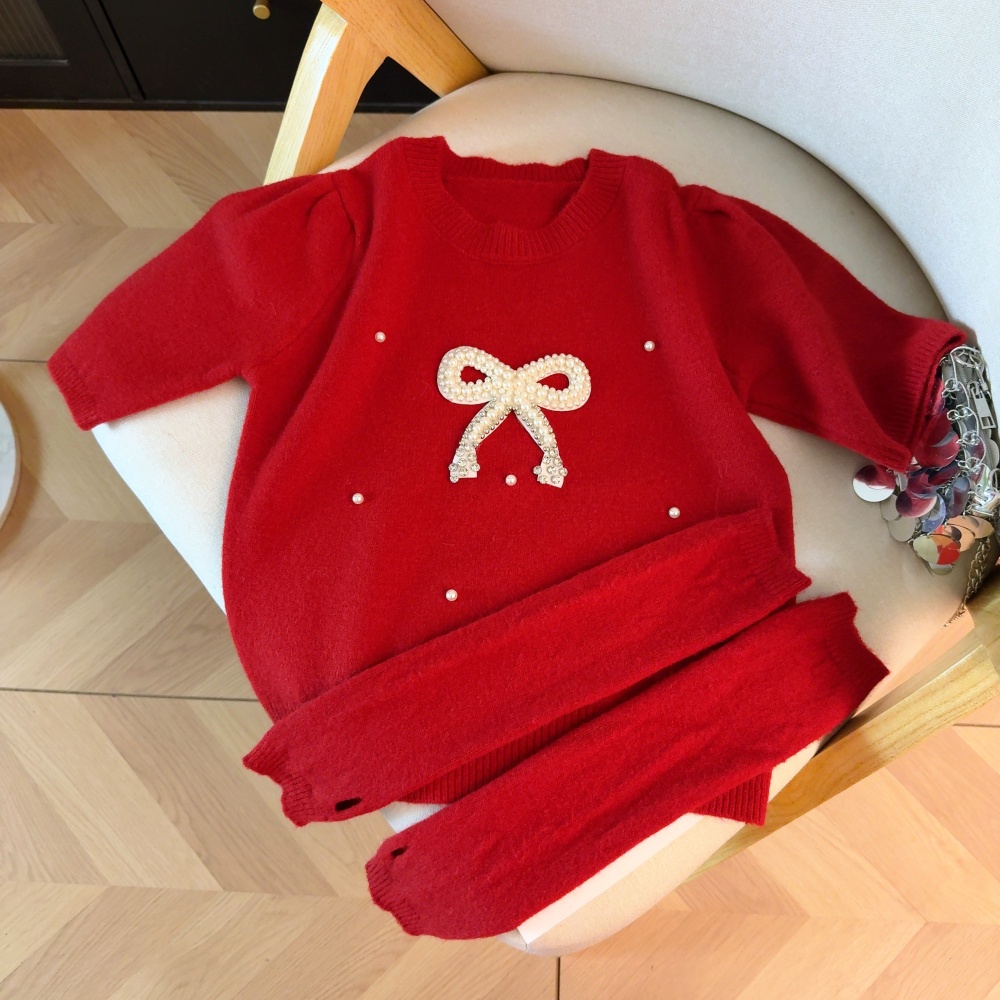 Loose inside the ride tops red sleeve sweater for women