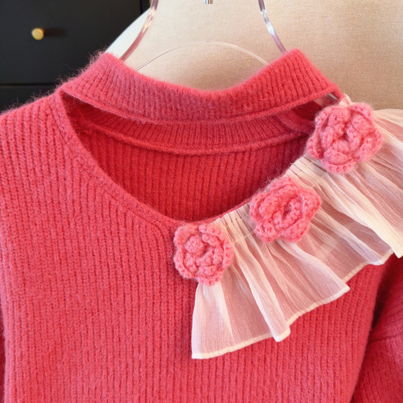 Hollow loose tops halter lazy sweater for women