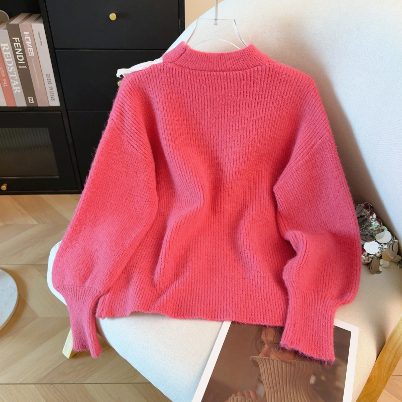 Hollow loose tops halter lazy sweater for women