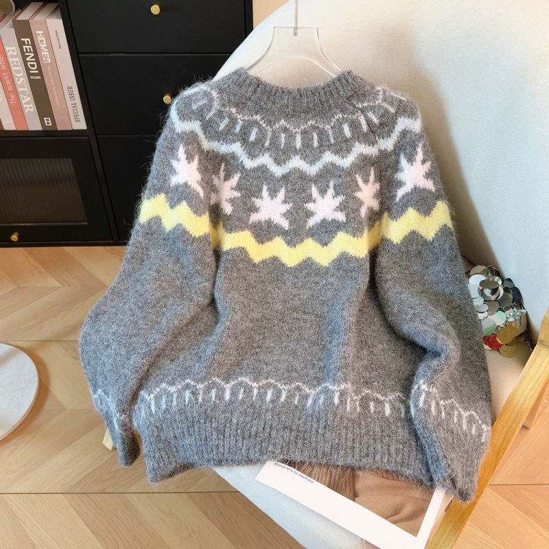 Christmas autumn and winter tops red loose sweater for women