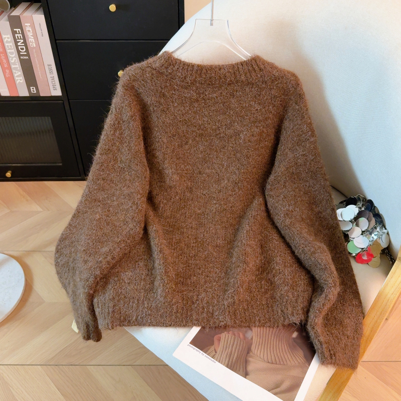 Red retro tops all-match thick sweater for women