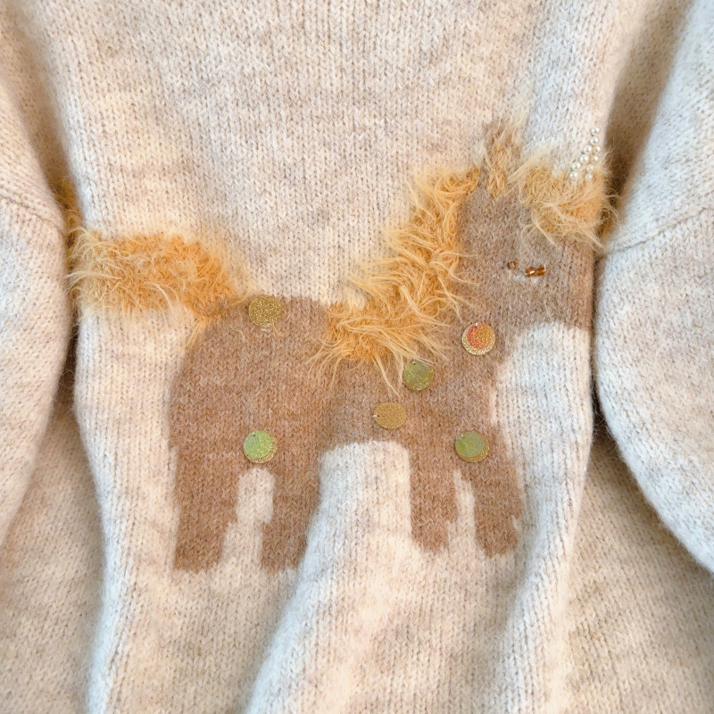 Red retro tops all-match thick sweater for women