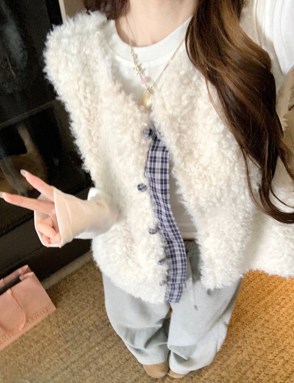 Autumn and winter coat lambs wool waistcoat