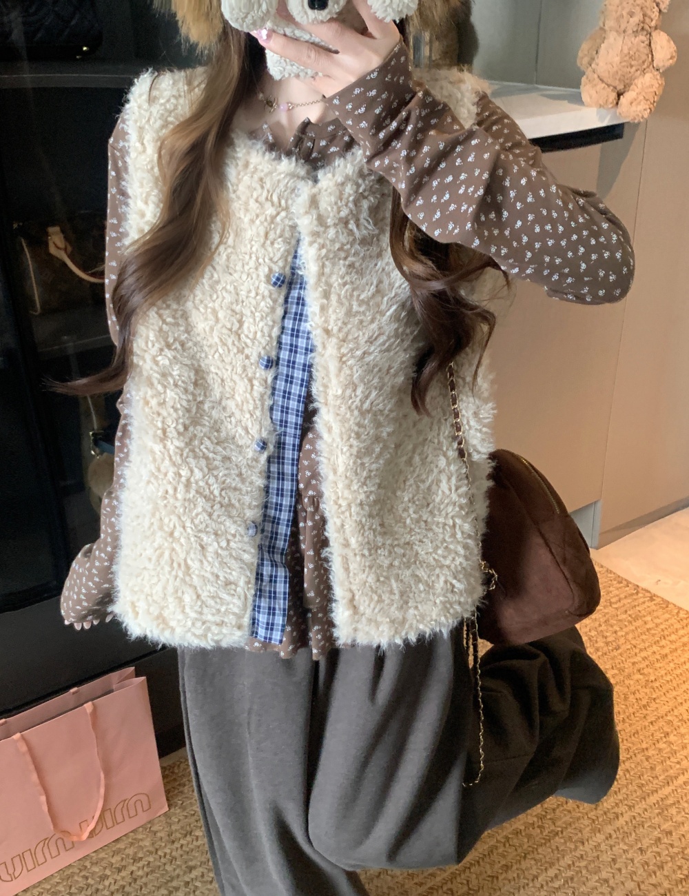 Autumn and winter coat lambs wool waistcoat