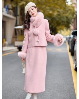 Fox fur duck down coat thick down coat a set