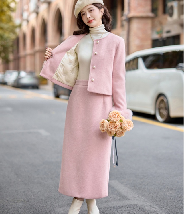 Fox fur duck down coat thick down coat a set