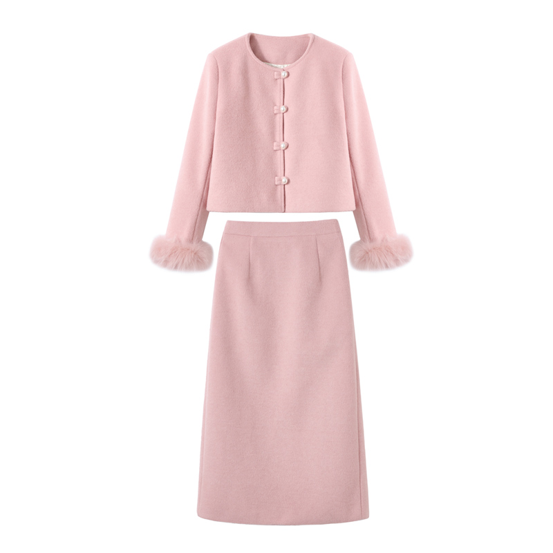 Fox fur duck down coat thick down coat a set