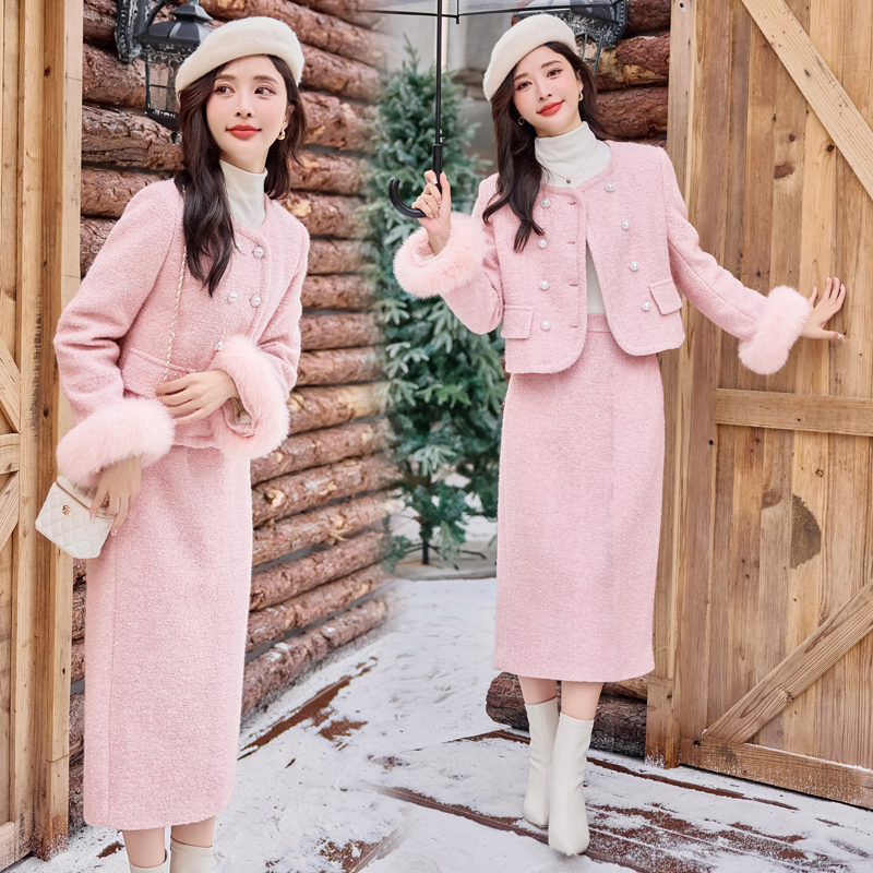 Coarse flower chanelstyle sequins coat a set