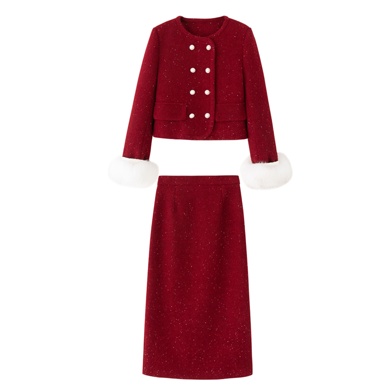 Coarse flower chanelstyle sequins coat a set