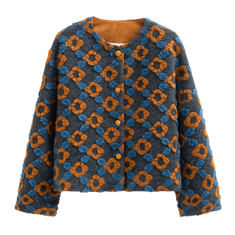 Liner stereoscopic mixed colors down coat for women