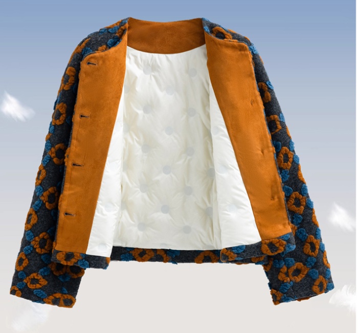 Liner stereoscopic mixed colors down coat for women