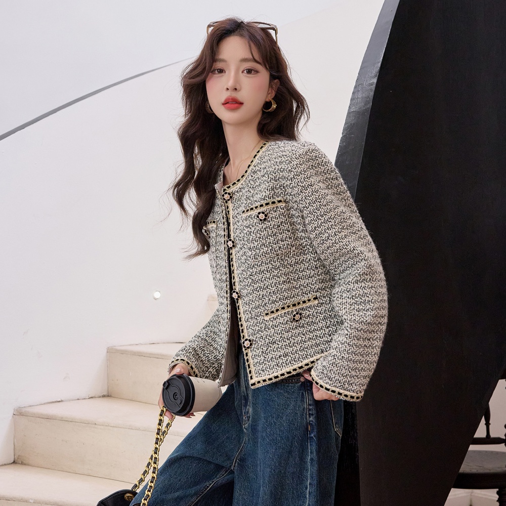 Short slim chanelstyle tops autumn all-match coat for women