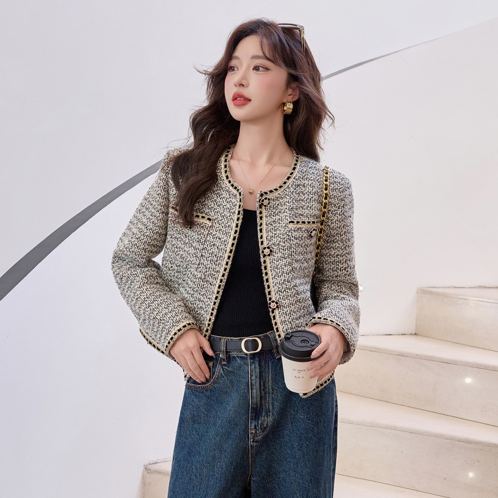 Short slim chanelstyle tops autumn all-match coat for women