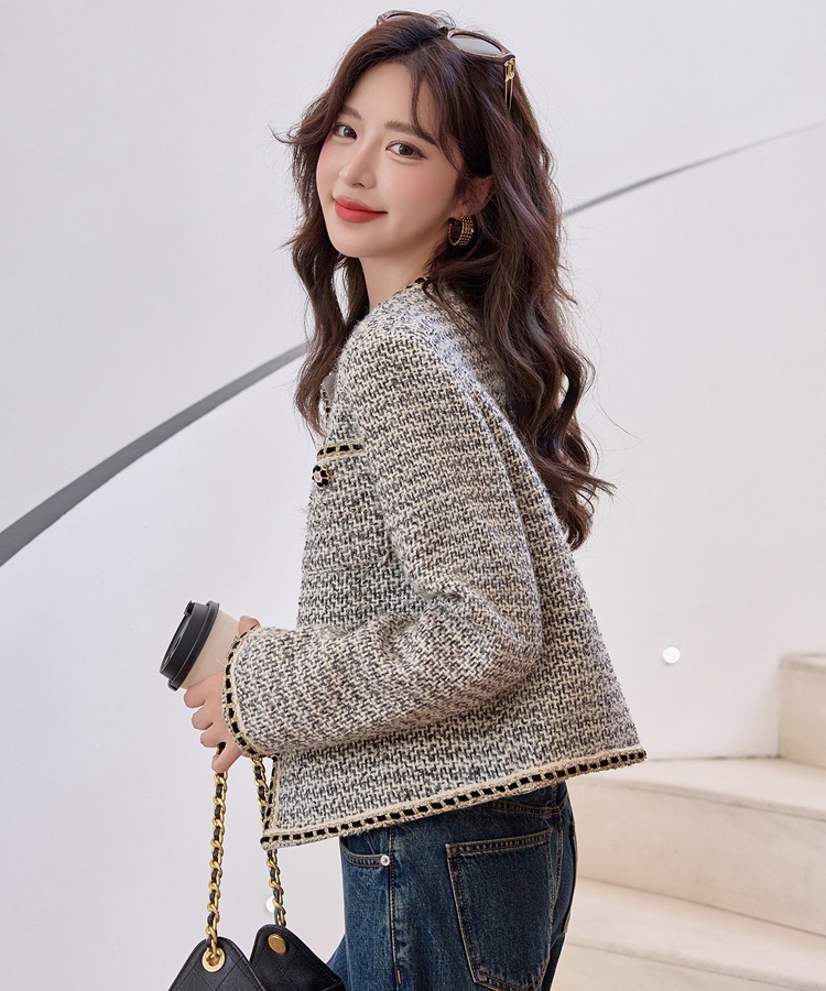 Short slim chanelstyle tops autumn all-match coat for women