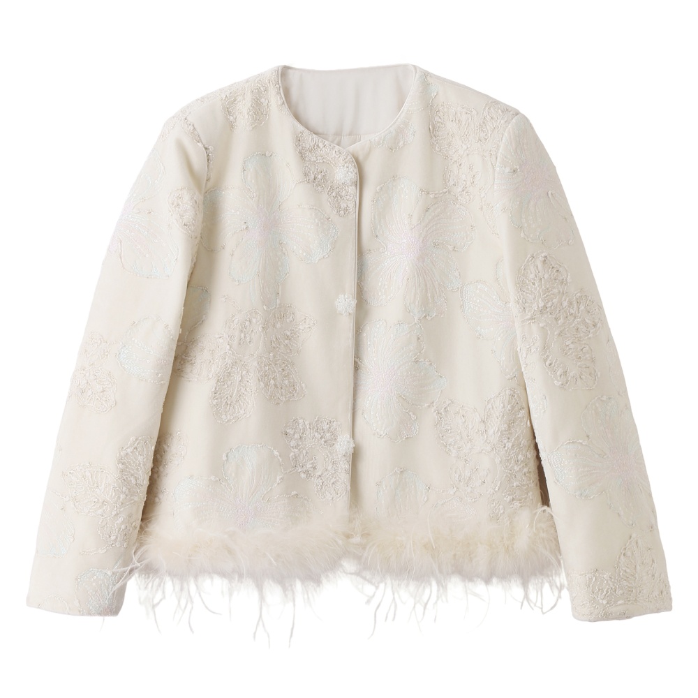 Embroidery duck down ostrich hair winter coat