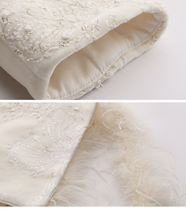 Embroidery duck down ostrich hair winter coat