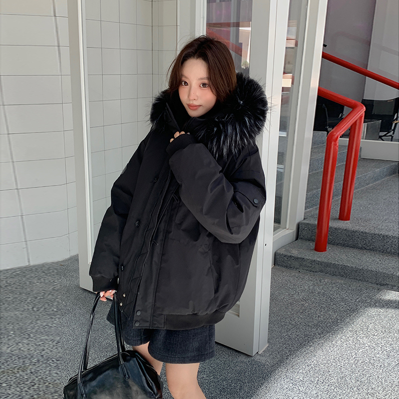 Large fur collar couples cotton coat winter down parka