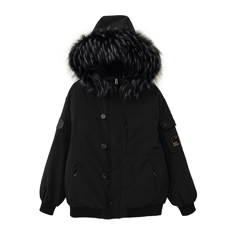 Large fur collar couples cotton coat winter down parka