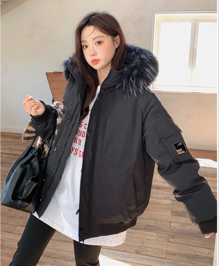 Large fur collar couples cotton coat winter down parka