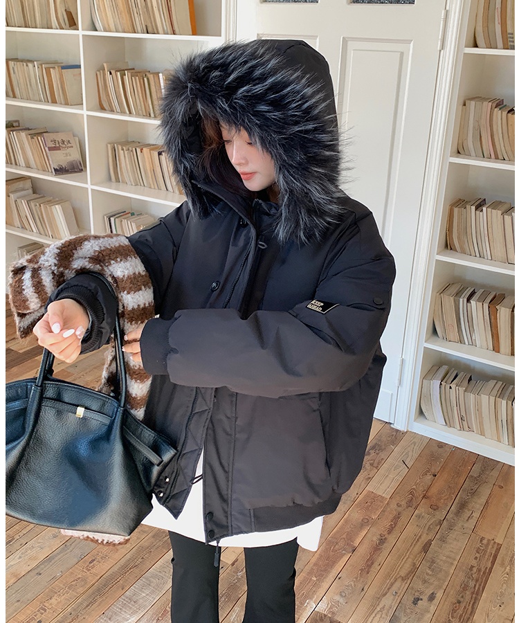 Large fur collar couples cotton coat winter down parka