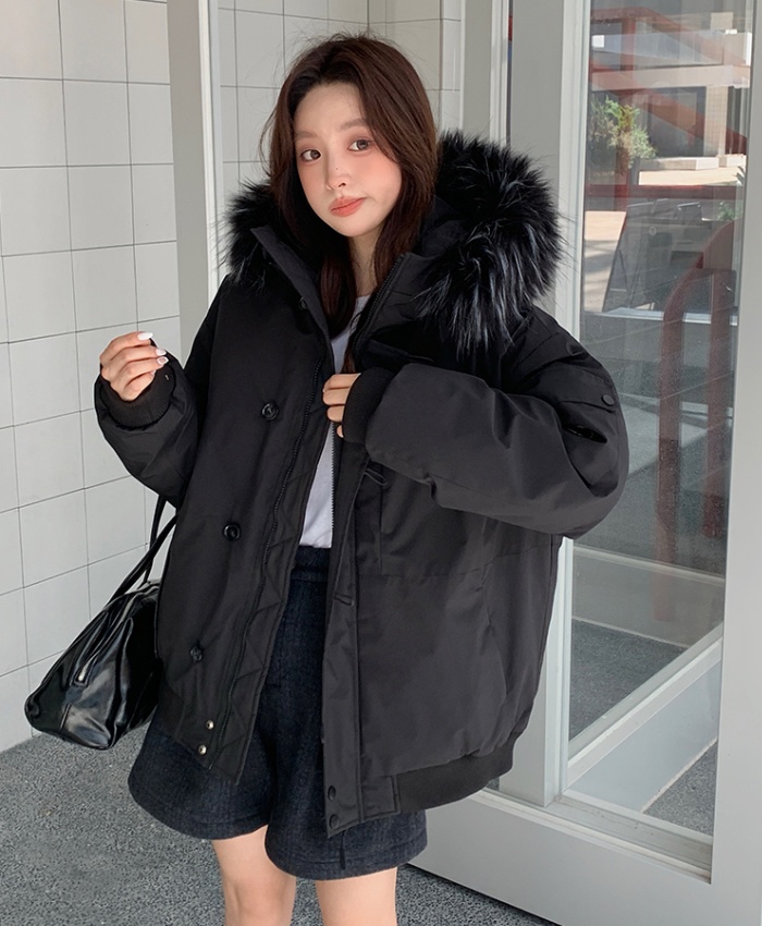 Large fur collar couples cotton coat winter down parka