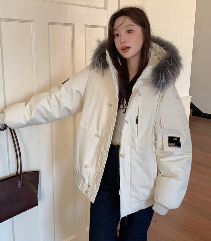 Large fur collar couples cotton coat winter down parka