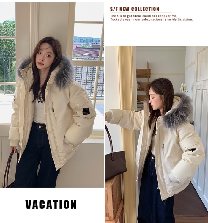 Large fur collar couples cotton coat winter down parka