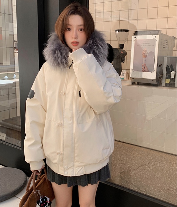 Large fur collar couples cotton coat winter down parka