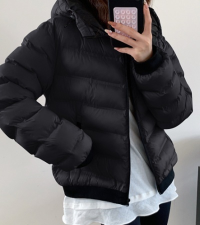 Seamless down coat hooded down coat