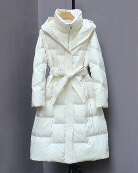 Cotton long slim down coat exceed knee thick coat