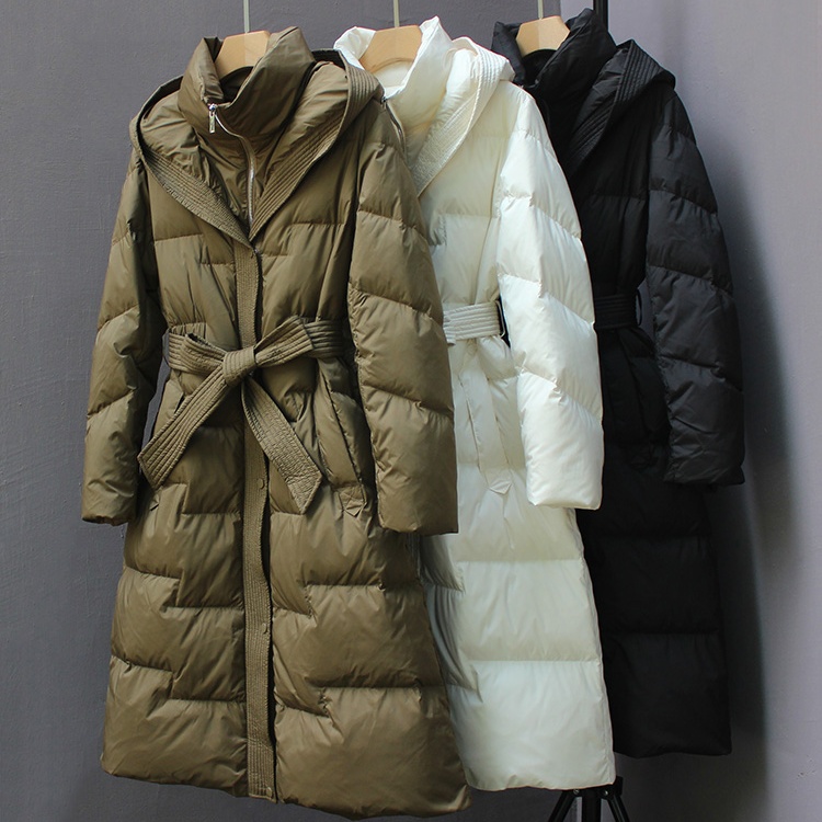 Cotton long slim down coat exceed knee thick coat