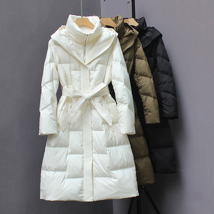 Cotton long slim down coat exceed knee thick coat