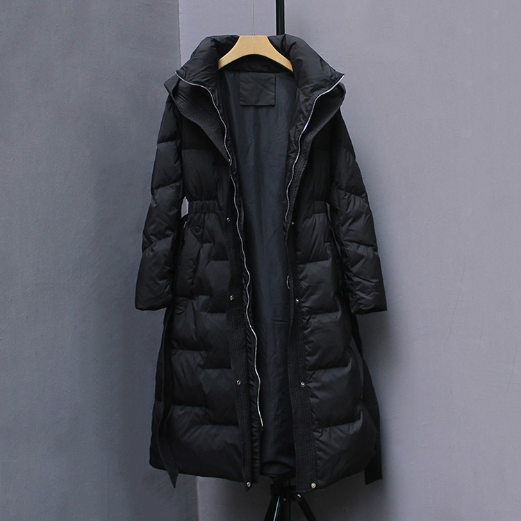 Cotton long slim down coat exceed knee thick coat