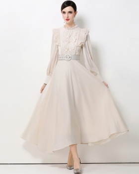 Temperament long dress long sleeve dress