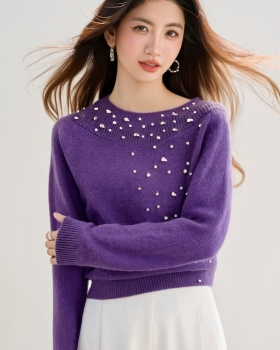 Autumn and winter rhinestone sweater lazy tops