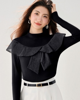 Splice knitted long sleeve sweater for women